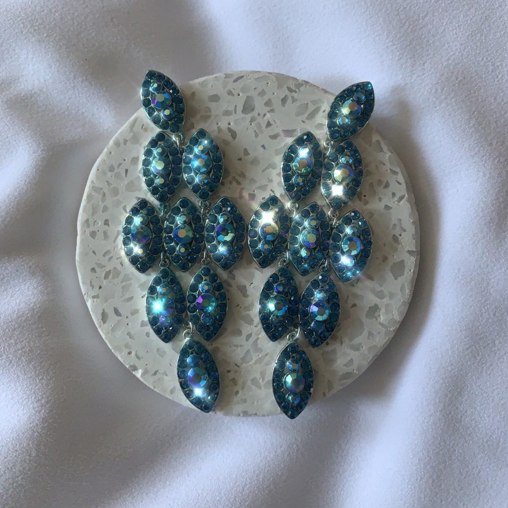 Aquamarine AB Layered Teardrop Earrings